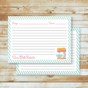 Personalized Recipe Cards | Chef Gifts | Bridal Shower Gift | Wedding Gift | Baking Notes | Kitchen Recipes | Mixer