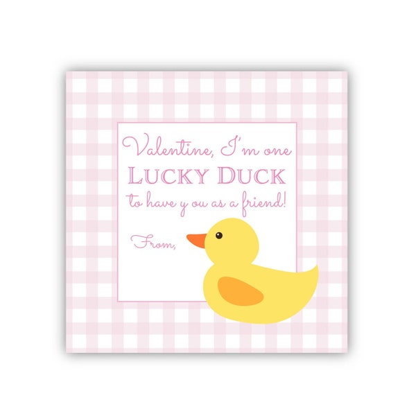 Lucky Duck Printable Valentines | Valentine Favor Tags | Valentine Instant Download | Digital Download | Girl Valentine | Class Treat