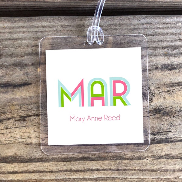 Personalized Monogram Bag Tags | Kids Bag Tag | Girl Luggage Tag | Modern Monogram | Stroller Tag | Monogram Luggage Tag | Graduation Gift