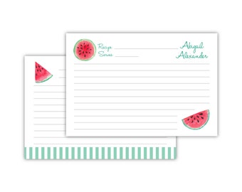 Personalized Recipe Cards | Baking Gifts | Custom Recipe Cards | Kitchen Utensils | Watercolor Watermelons | Watermelon Recipe Card