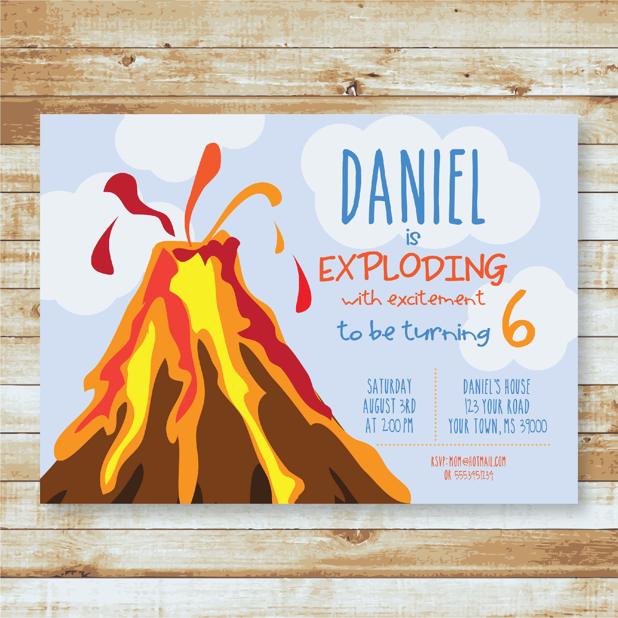 Volcano Birthday Party Invitation DIGITAL Kids Birthday Etsy Australia
