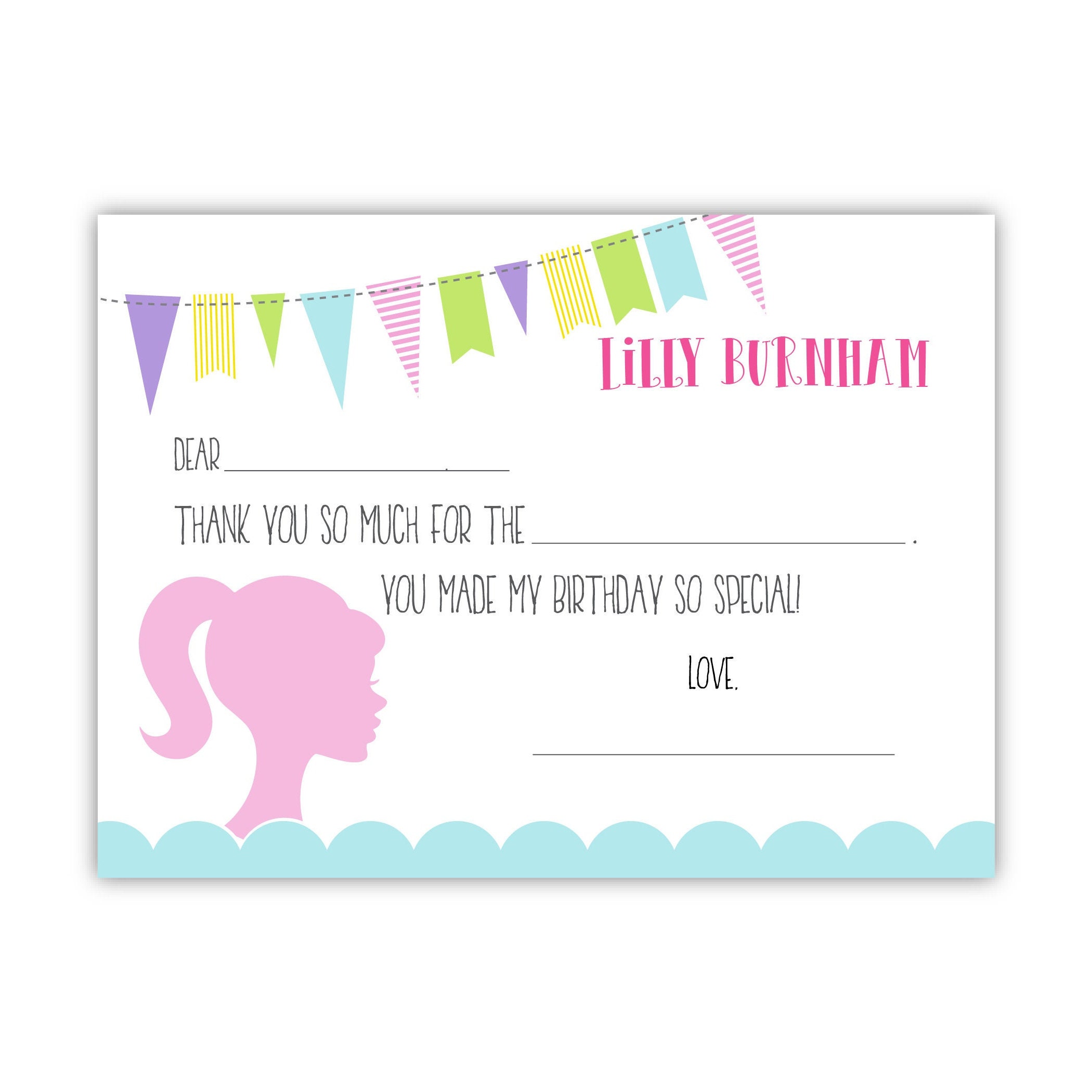 Printable Barbie Party Thank You Cards Barbie Birthday, 42% OFF