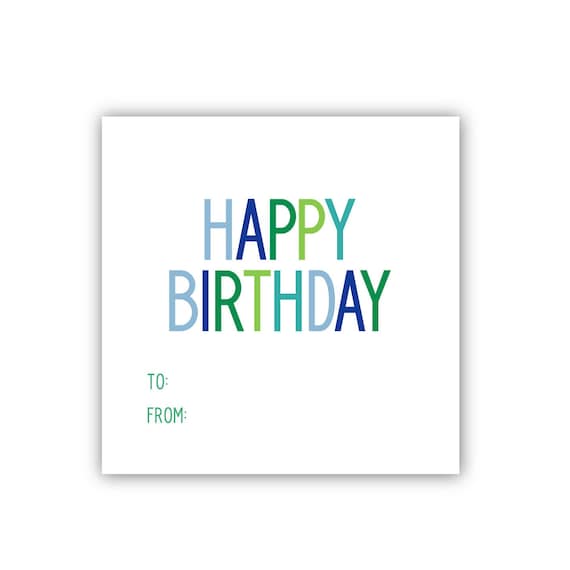 Gift Tag - Birthday Letters Blue Gift Tag - Birthday Letters Blue