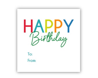 Printable Birthday Gift Tag | Happy Birthday Gift Card | Instant Download Birthday Tag | Gender Neutral Happy Birthday | Colorful Gift Tag