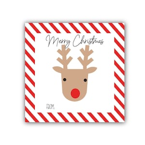 Rentier Geschenkanhänger | Kinder ausdruckbare Weihnachts Tags | Weihnachtsaufkleber | Sofortiger Download Weihnachtsanhänger | Rudolf Printable Tag