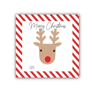 Reindeer Printable Gift Tags | Kids Printable Christmas Tags | Christmas Stickers | Instant Download Christmas Tags | Rudolf Printable Tag