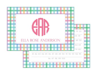 Kids Placemat | Laminated Placemat | Personalized Placemat for Kids | Learning Numbers Placemat | Monogram Gingham Placemat | LetterTracing
