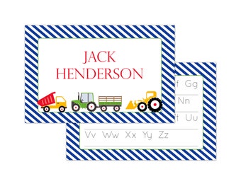 Kid Placemat | Laminated Placemat | Personalized Placemat | Learning Letters | Construction Placemat | Tractor | Dump Truck | Letter Tracing