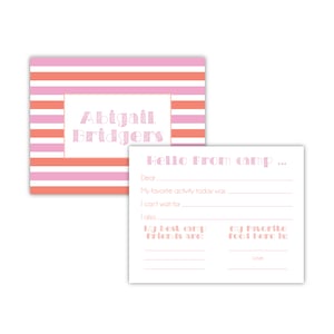 Fill In Camp Stationery | Personalized Flat Notecards | Kids Camp Stationery | Girl Stationery | Write-In Stationery | Hello from Camp
