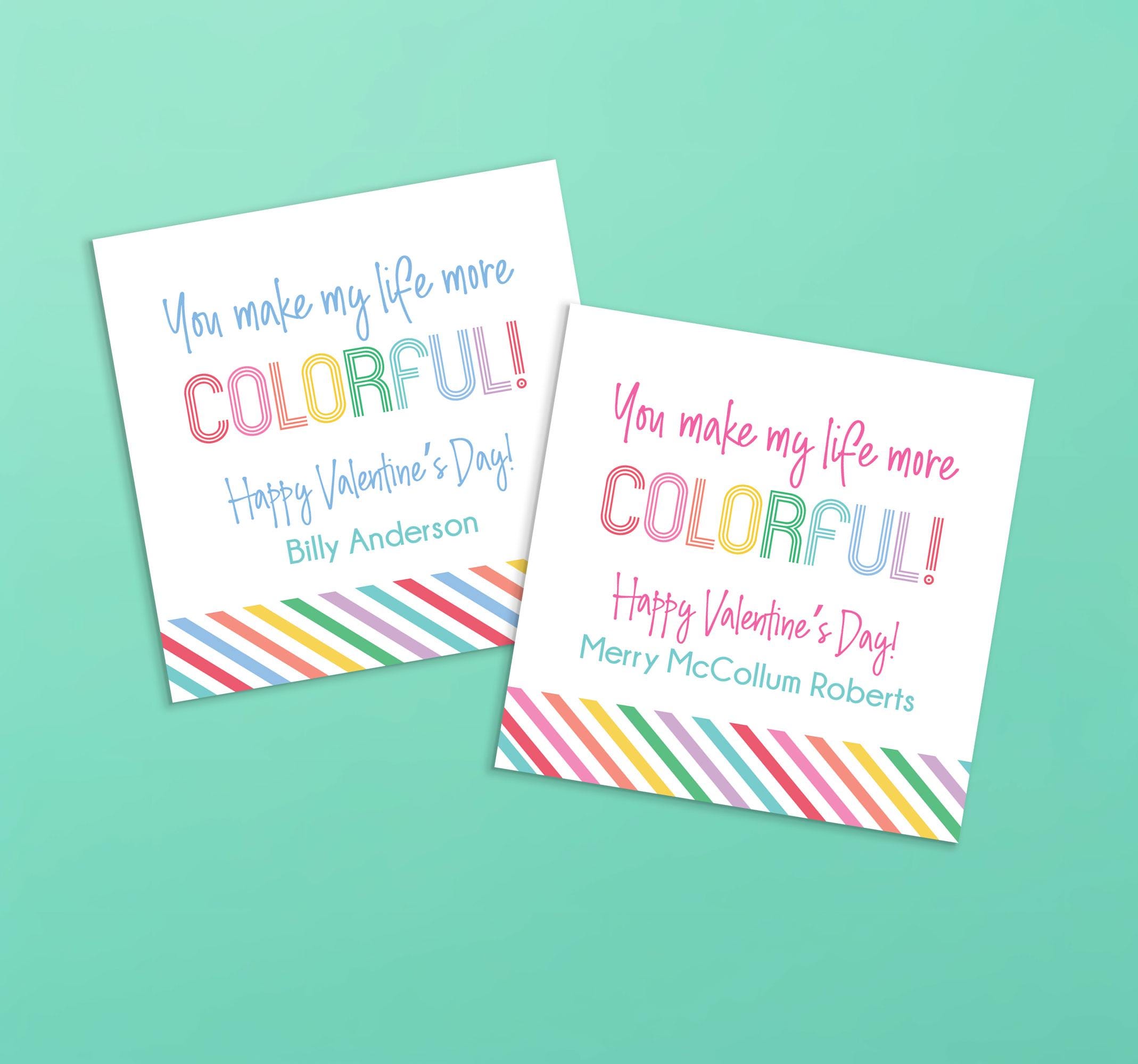 Crayon Valentine Tags | Crayon Stickers | Kids Valentine