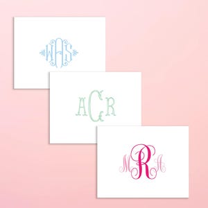 Monogram Folded Stationery | Personalized Note Cards | Wedding or Bridal Stationery | Interlocking Script Monogram | Colorful Monogram