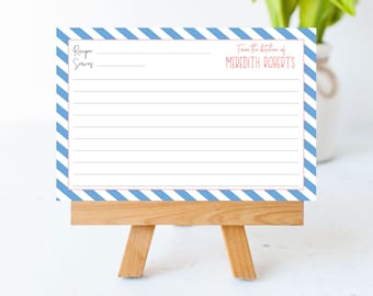 Recipe Cards for Women | Personalized Recipe Card | Baker Gift | Bridal Gift | Recipe Card for Men | Housewarming Gift | Diagonal Stripe