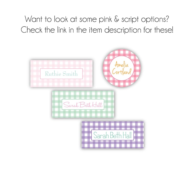 Personalized Water Resistant Vinyl Stickers | Kids Labels | Daycare Labels | Baby Boy Bottle Label | Vinyl Label | Camp Label | Blue Gingham image 7
