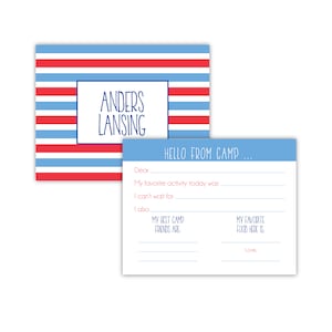 Fill In Camp Stationery | Personalized Flat Notecards | Kids Camp Stationery | Boy Stationery | Write-In Stationery | Hello from Camp