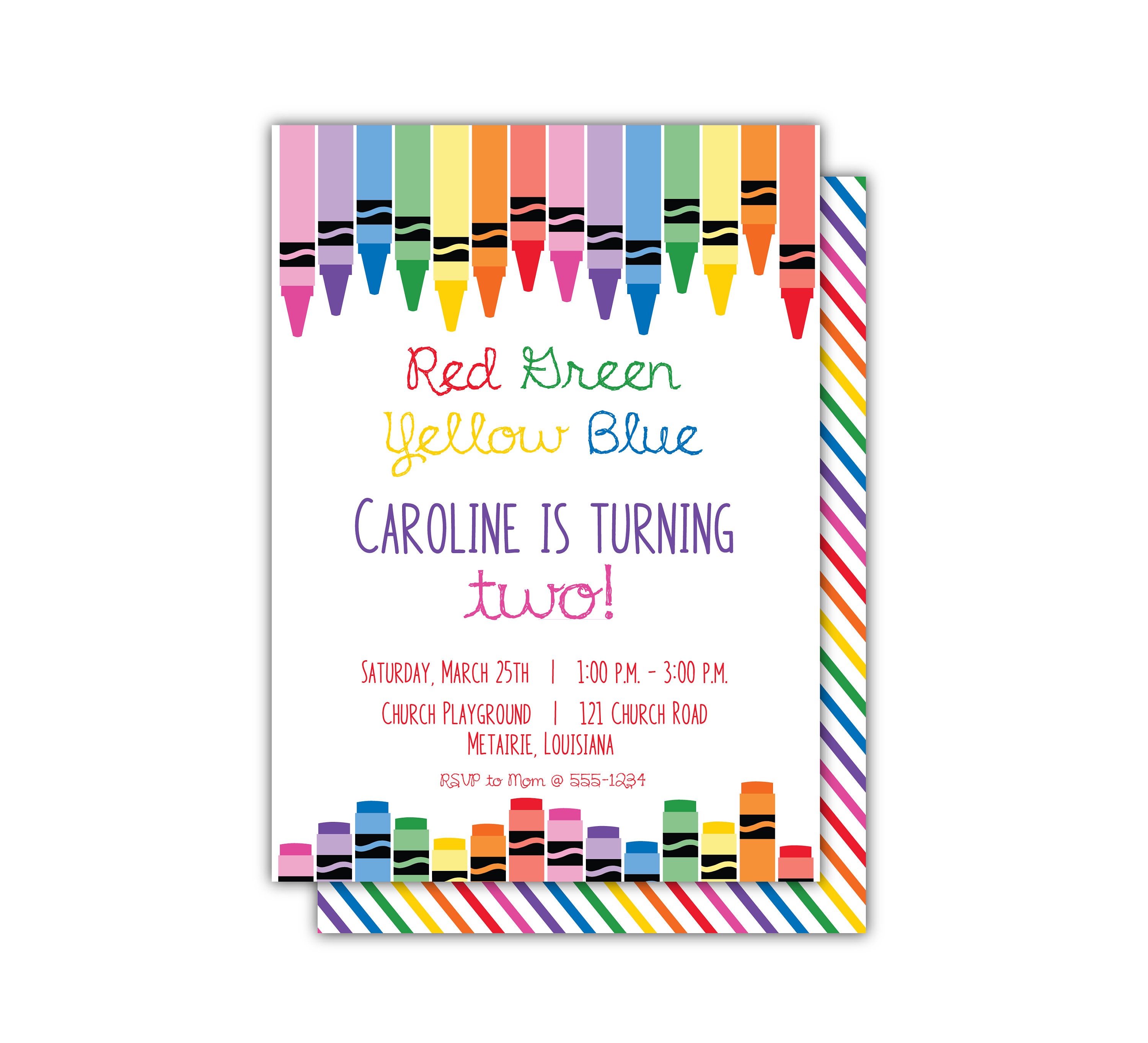 Crayon Birthday Party Invitation Kids Invitation 2nd | Etsy