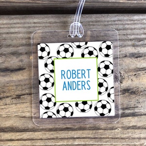 Soccer Bag Tags | Laminated Bag Tag | Boy Luggage Tag | Kids Bag Tag | Boy Bag Tag | Soccer Backpack Tag | Soccer Ball Tag | School Tag