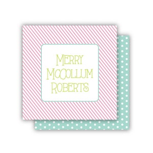 Girl Gift Tags | Enclosure Cards | Personalized Gift Tags | Girl Calling Cards | Kids Gift Stickers | Birthday Gift Card | Pink Stripes Tag