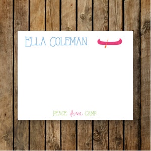 Personalized Flat Notecards | Girl Camp Stationery | Girl Stationery | Kids Notecards | Kids Stationery | Camp Notes | Peace Love Camp