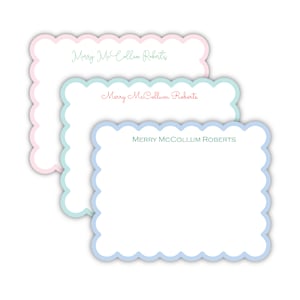 Scallop Edge Stationery | Name Flat Note Cards | Graduation Stationery | Pink Scallop Girl Stationery |