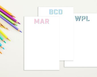 Shadow Monogram Notepads | Modern Monogram | Custom Notepad | Grocery List Notepad | Notepad Set | Gift Set | Large Notepad