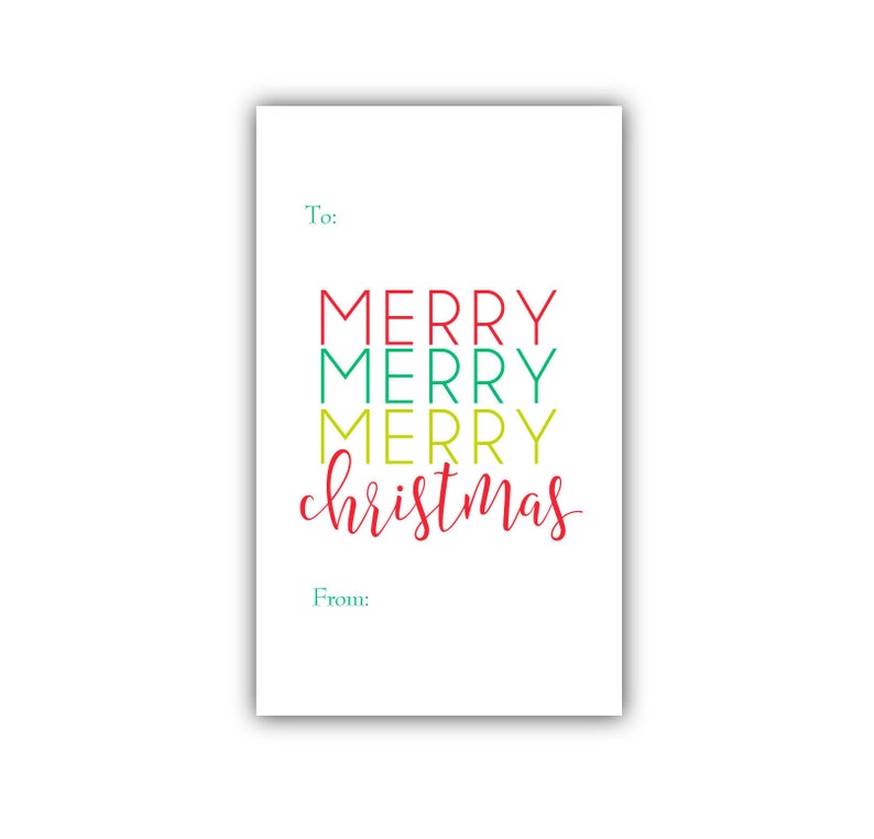 Printable Merry Merry Merry Gift Tags Instant Download Merry Christmas Christmas Stickers