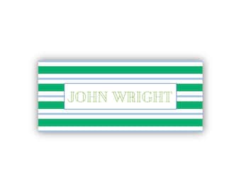 Personalized Waterproof Vinyl Stickers | Kids Stickers | Baby Bottle Labels | School Labels | Daycare Labels | Camp Label |  Green Stripes