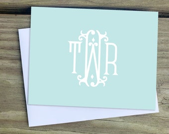 Personalized Monogram Stationery | Folded Note Cards | Couples Stationery | Bridal Stationery | Wedding Stationery | Ornate Monogram