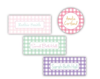 Girl Vinyl Labels | Personalized Waterproof Vinyl Stickers | Kid Labels | Baby Bottle Labels | School Label | Daycare Sticker | Pink Gingham