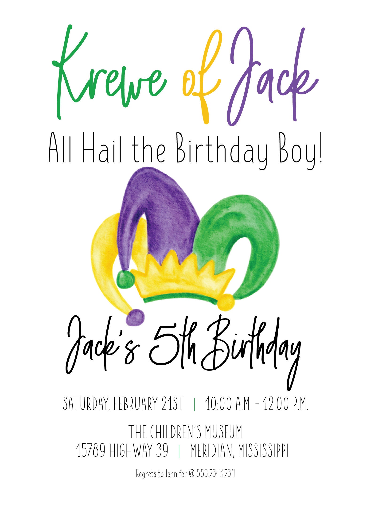 Mardi Gras Birthday Party Invitation | Krewe of Birthday Parade