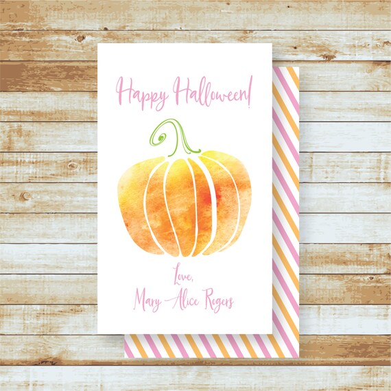 Download Personalized Watercolor Pumpkin Gift Tags Kids Halloween Etsy