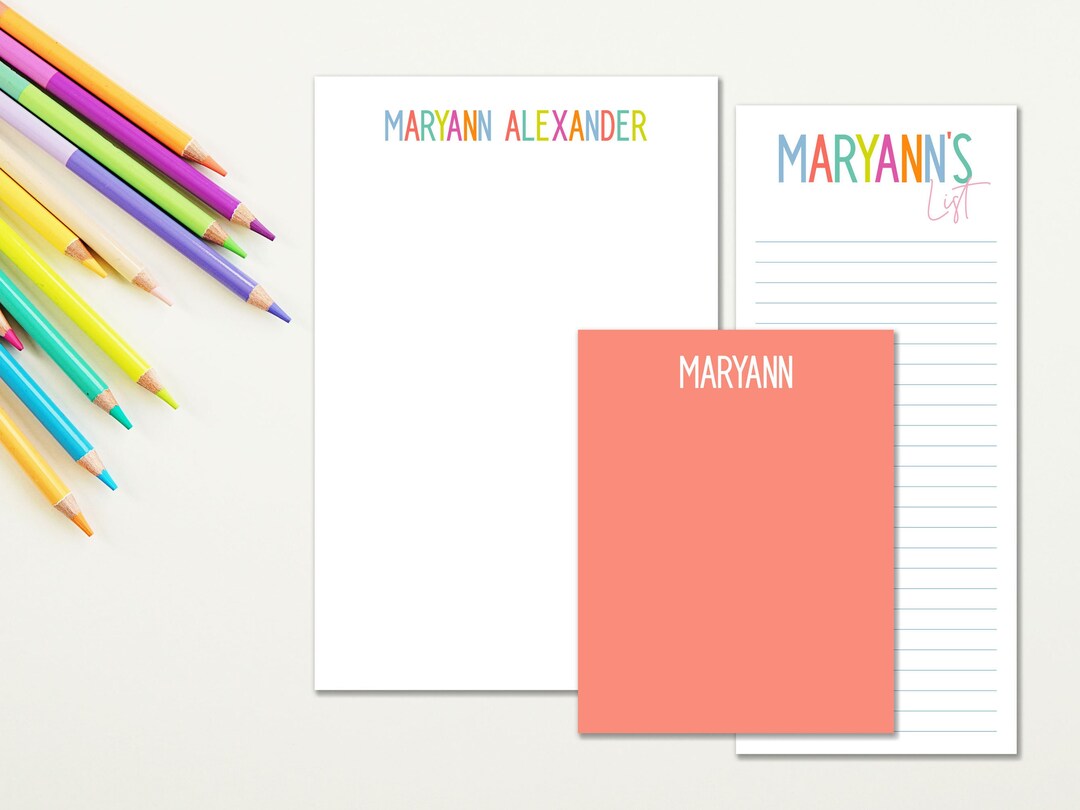 Personalized Notepads | Bright Name Notepad | Custom Lined Notepad ...