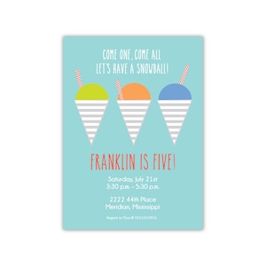 Snow Cone Birthday Party Invitation | Summer Birthday | Snowcone Party |  Kids Birthday Invitation | Gender Neutral Invitation