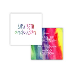 Camp Cards | Rainbow Tie Dye Camp Cards | Girls Camp Cards | Camp Contact Card | Kid Contact Card | Information Card | Calling Card