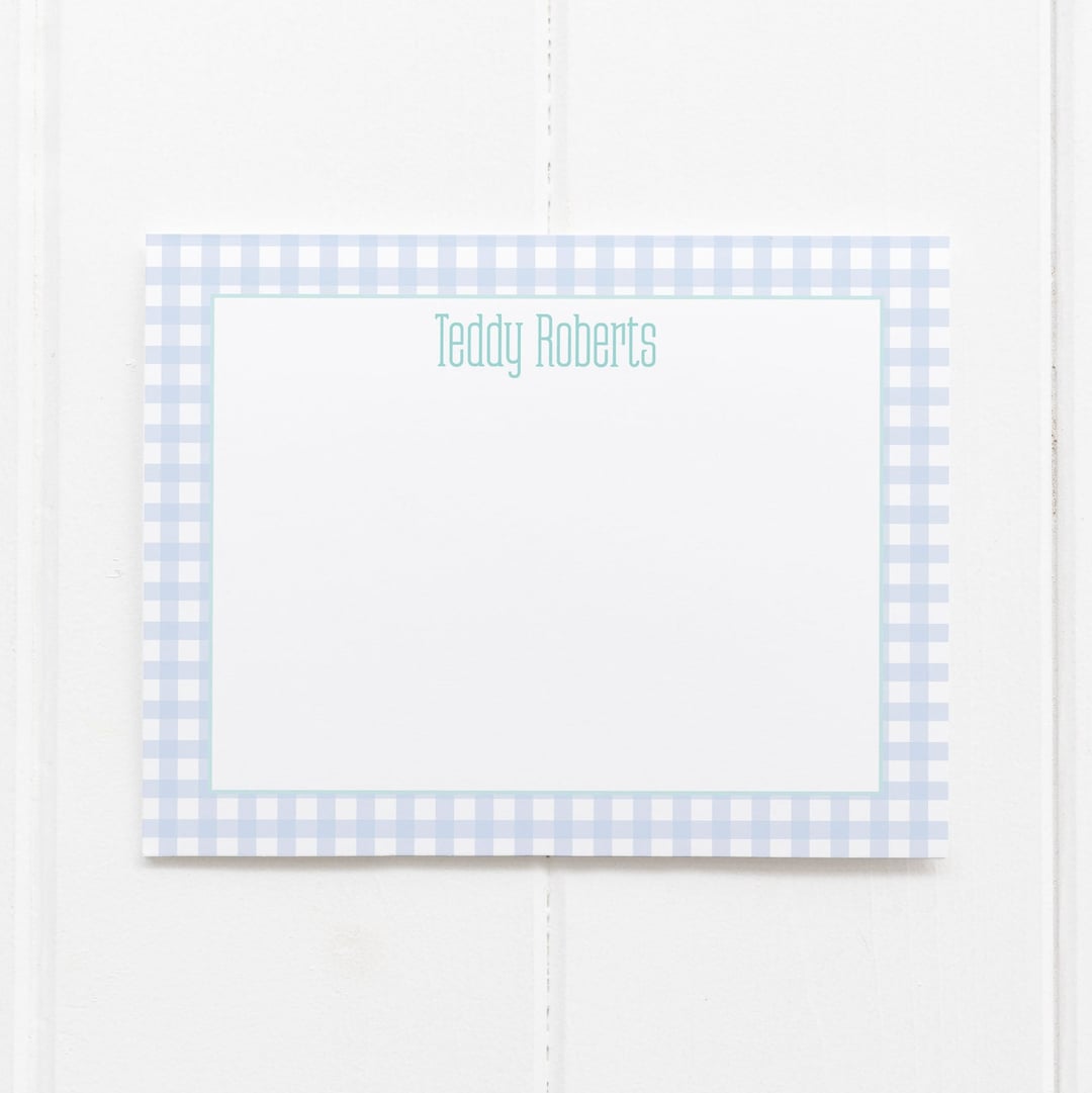 Personalized Stationery Blue Gingham Stationery Baby Boy Stationery