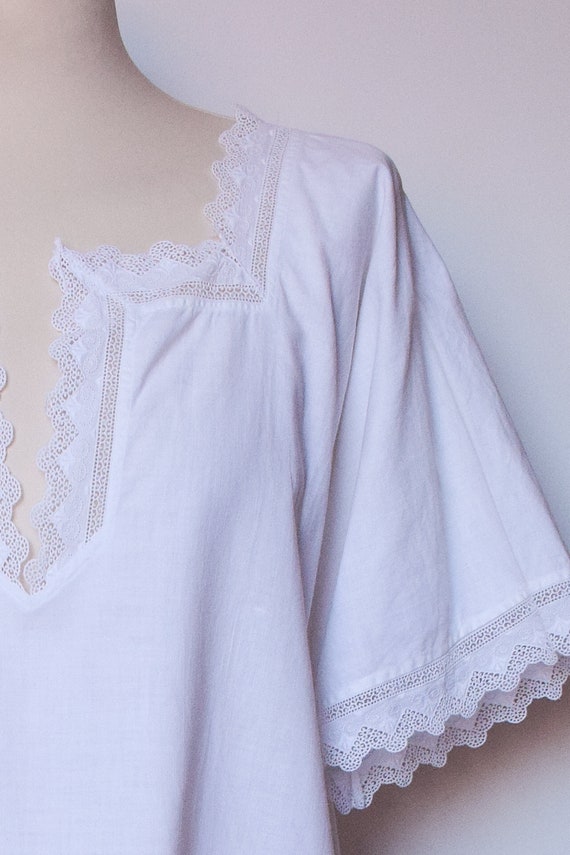 Antique White Embroidered Dress, Cotton Slip Dres… - image 2