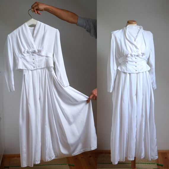 70s Handmade Wedding Set, Vintage Modest Wedding F