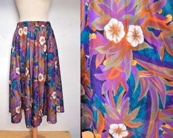 Vintage Tropical Full Floral Skirt, Theme de Chofflet Paris, M