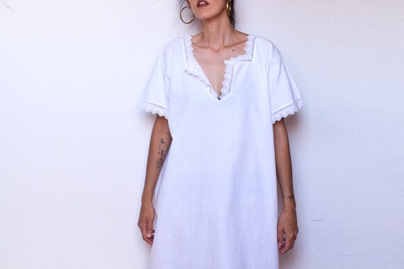 Antique White Embroidered Dress, Cotton Slip Dres… - image 10