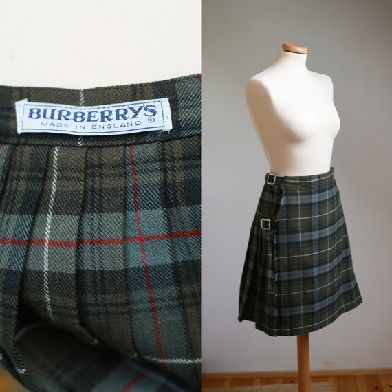 Authentic Burberrys Tartan Wool Kilt, Plaid Skirt