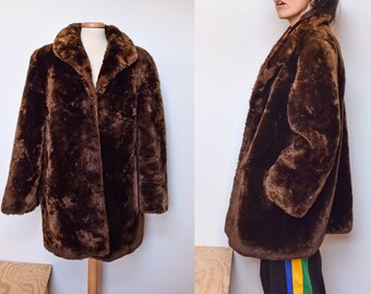 Vintage RODIER Brown Faux Fur Coat