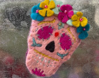 Sugar Skull Felt Magnet
