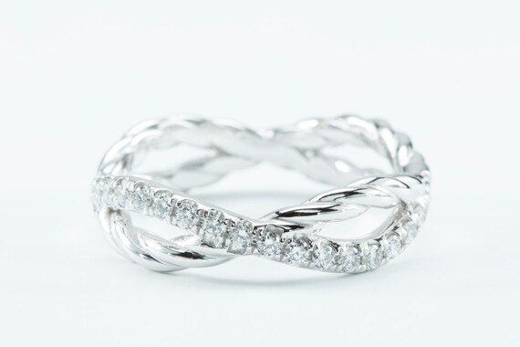Infinity promise ring Infinity knot diamond wedding ring Diamond infinity ring Infinity ring with diamond White gold infinity knot ring