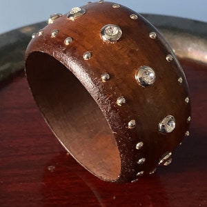 Vintage Wood Bangle Bracelet With Studs - Etsy
