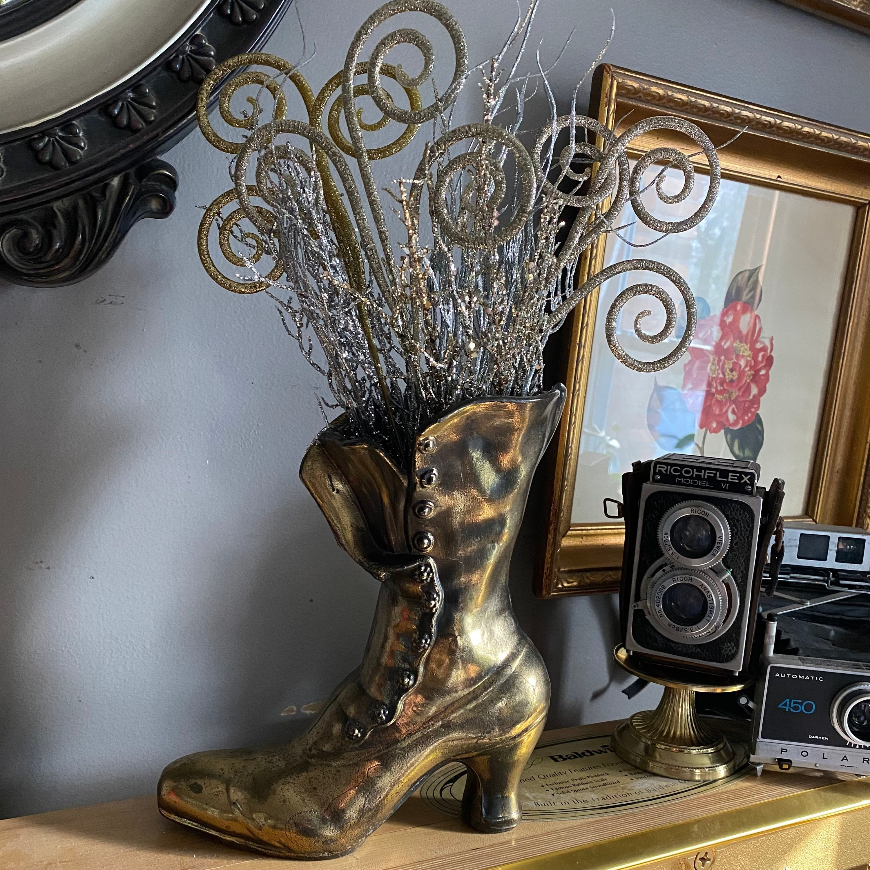 Vintage Brass Victorian Boot Vase - Etsy