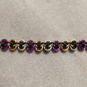 Barrel weave chainmaille bracelet nonbinary flag colors