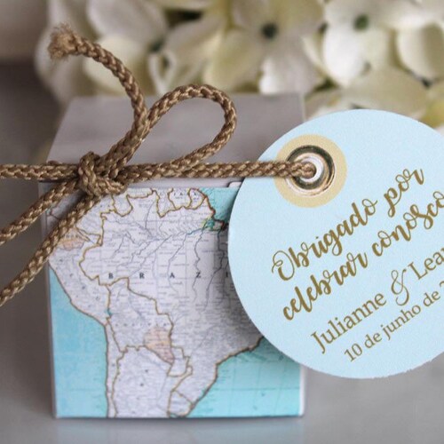 Shops Traveling from Miss to Mrs Map Favor Boxes 100 at 1.25 ea. map designs with personalized tag and jute, simple assembly