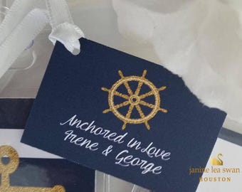 Travel Tags Glitter Gold Tags Favors Anchor Theme Party Beach Party Tags Beach Tags tags for Cruise Showers Event at Sea Nautical Favor Tags