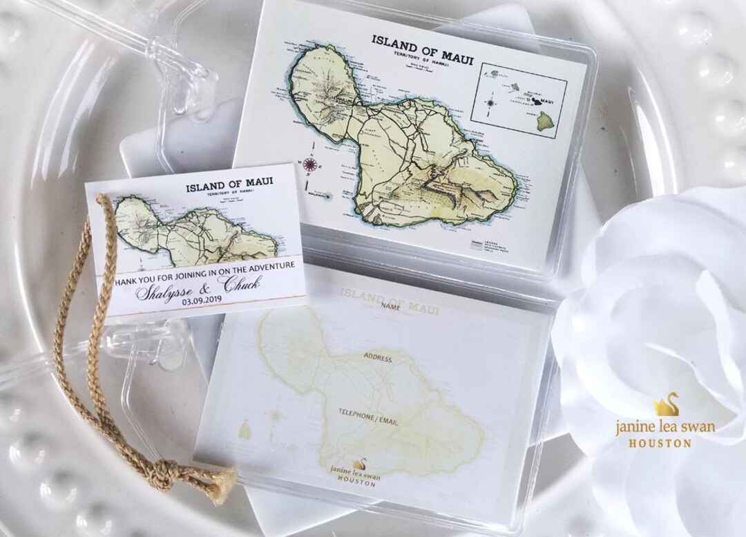 Maui Hawaii Luggage Tags Wedding Favors 75 at 2.00 Ea. Vinyl Pouches ID