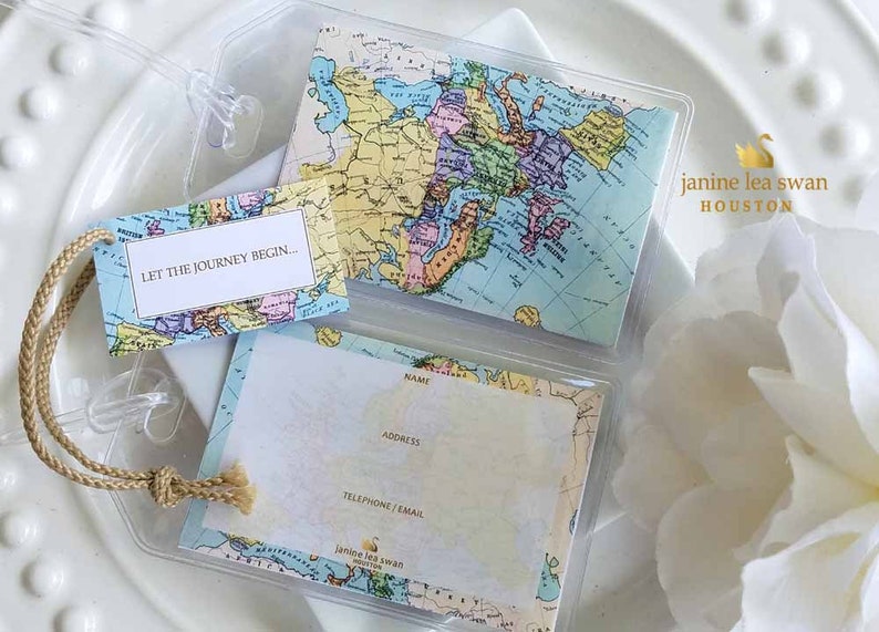 Wedding Favors and Gifts Europe Pastelly Luggage Tags Gift Sets with Thank You Gift Cards 1.25 each