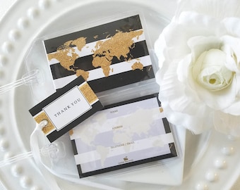 Glitter World Luggage Tags Wedding Map Favors Wedding Luggage Tags Faux Gold Glitter Design 40 at 2.00 ea.